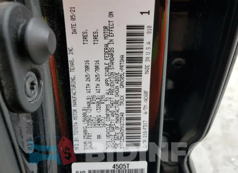 5TFCZ5AN3MX273540 Photo# 12