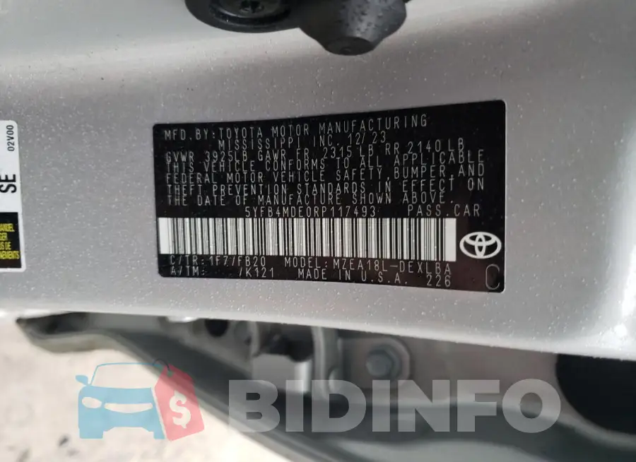 5YFB4MDE0RP117493 Photo# 12