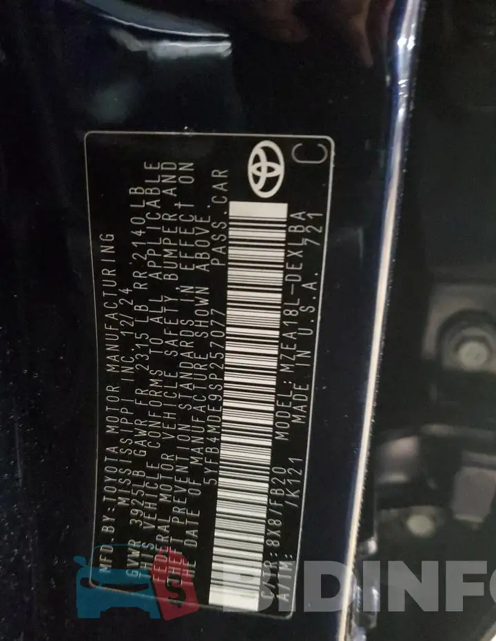 5YFB4MDE9SP257077 Photo# 12