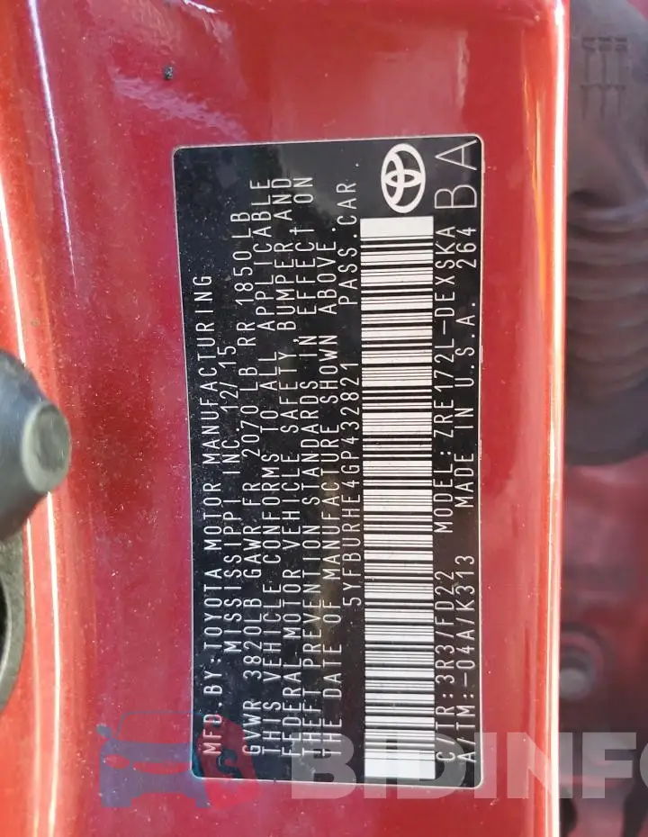 5YFBURHE4GP432821 Photo# 13