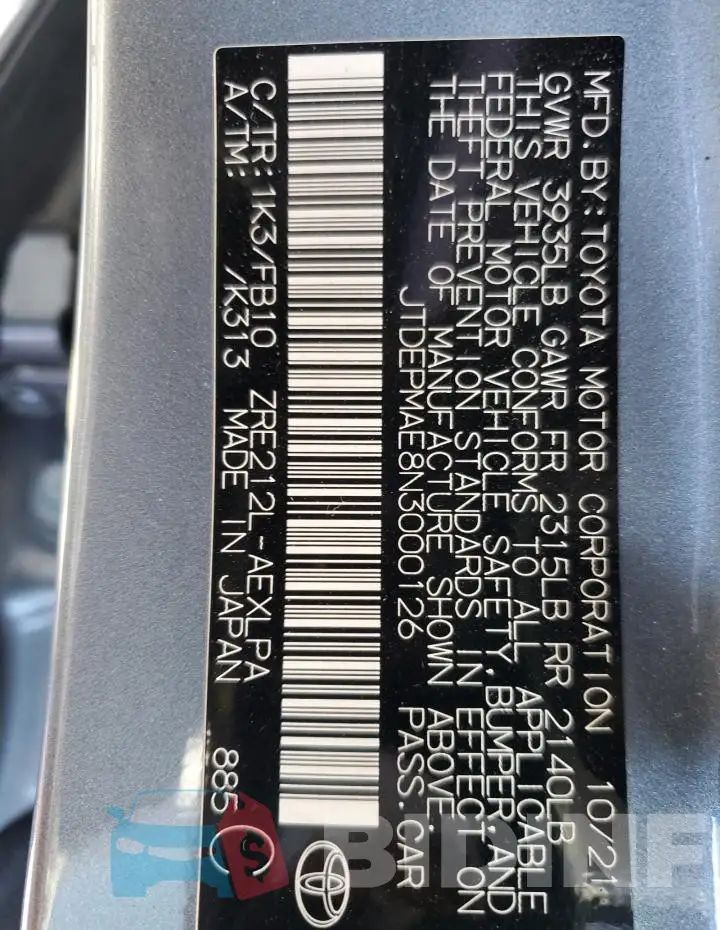 JTDEPMAE8N3000126 Photo# 13