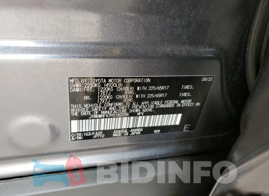 JTMRWRFV7PD182098 Photo# 13