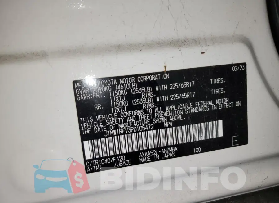 JTMW1RFV3PD105472 Photo# 13