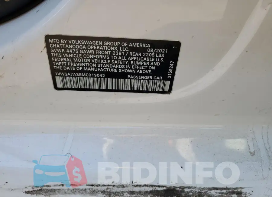 1VWSA7A39MC019042 Photo# 13
