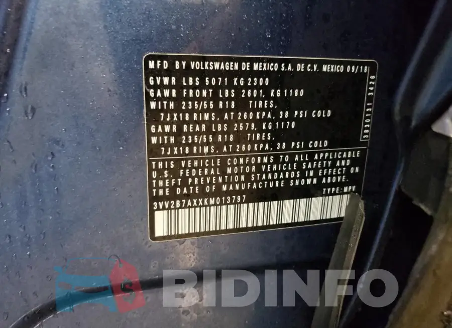 3VV2B7AXXKM013797 Photo# 12