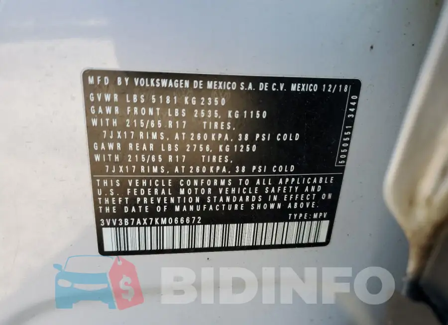 3VV3B7AX7KM066672 Photo# 14