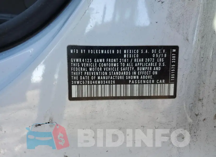3VWC57BU4KM034026 Photo# 12