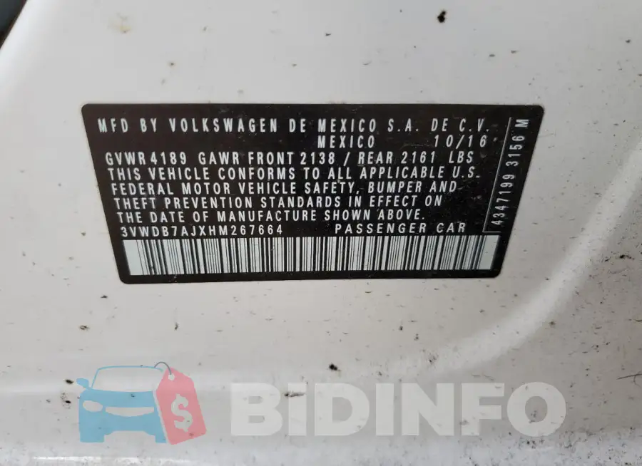 3VWDB7AJXHM267664 Photo# 12