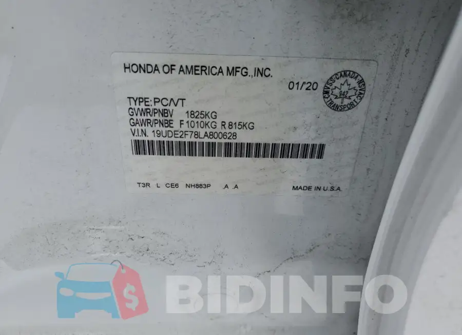 19UDE2F78LA800628 Photo# 12