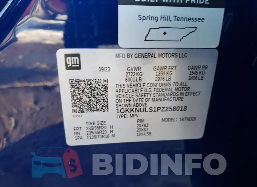 1GKKNULS1PZ258018 Photo# 13