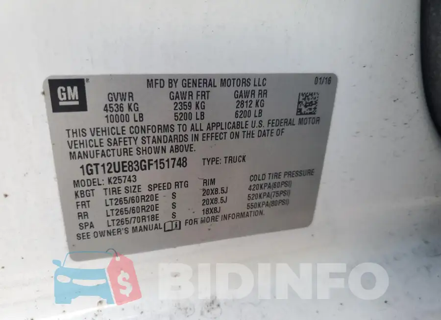 1GT12UE83GF151748 Photo# 12