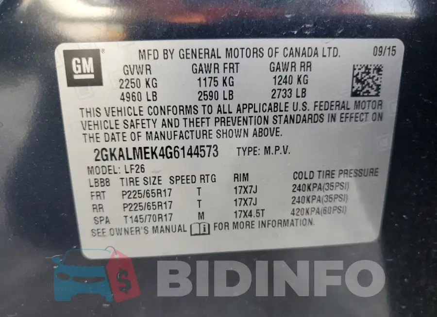 2GKALMEK4G6144573 Photo# 14