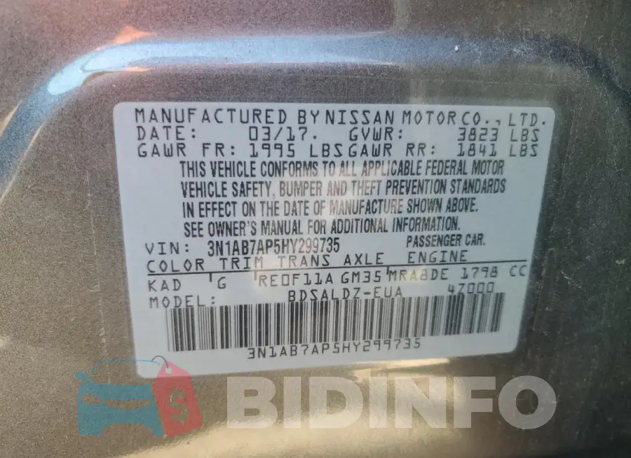 3N1AB7AP5HY299735 Photo# 13