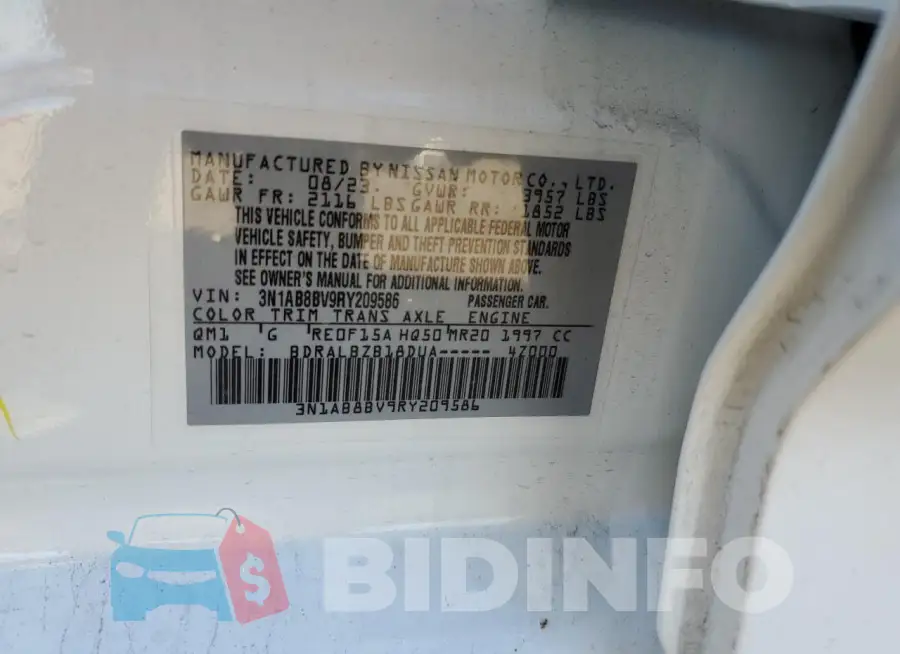 3N1AB8BV9RY209586 Photo# 12