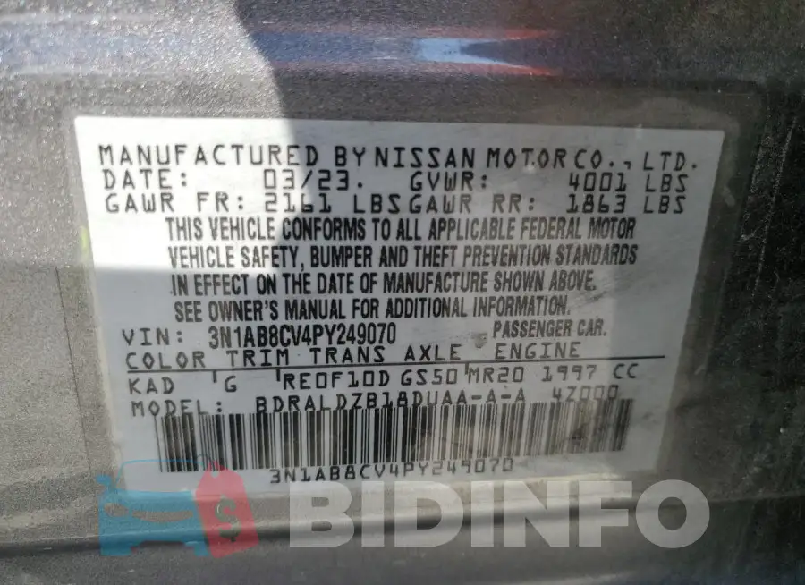 3N1AB8CV4PY249070 Photo# 12