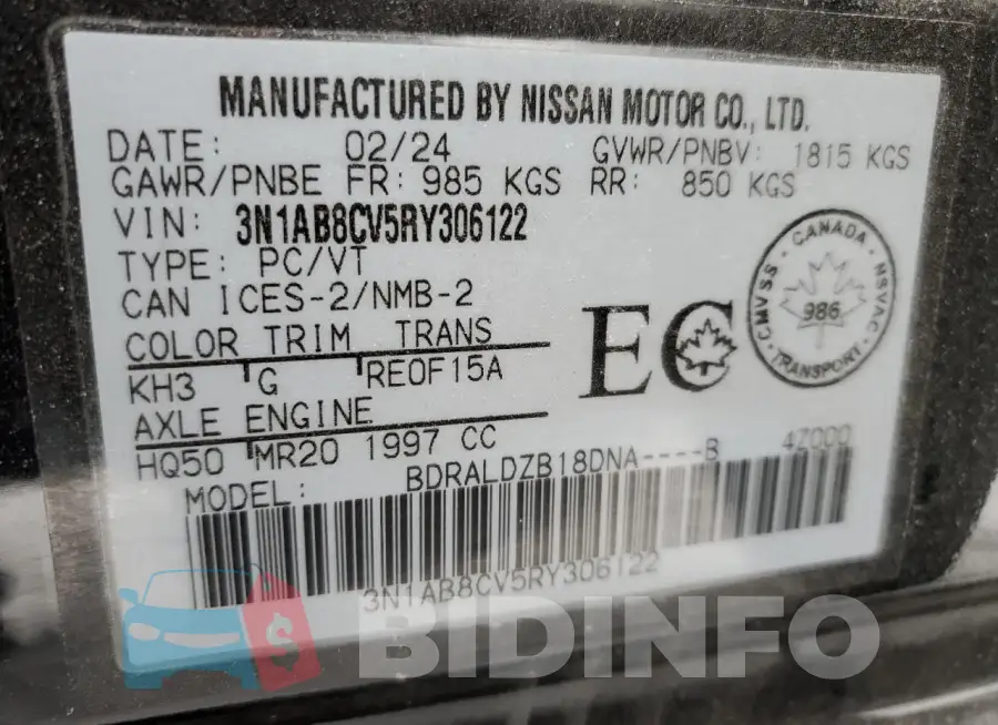3N1AB8CV5RY306122 Photo# 12