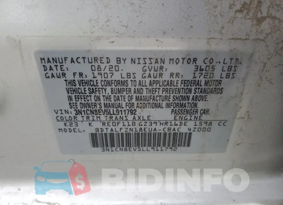 3N1CN8EV5LL911792 Photo# 12