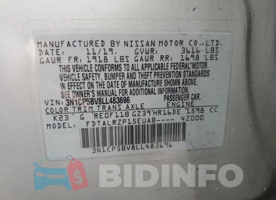 3N1CP5BV8LL483696 Photo# 13