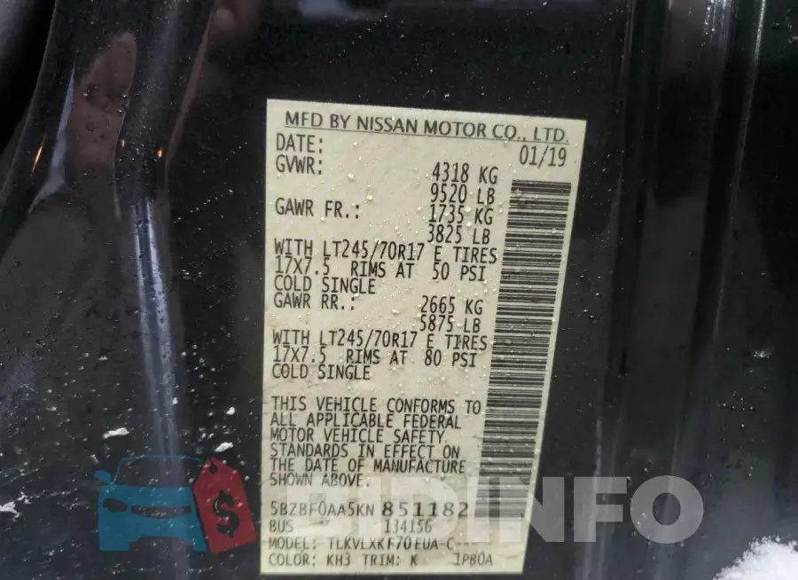 5BZBF0AA5KN851182 Photo# 13