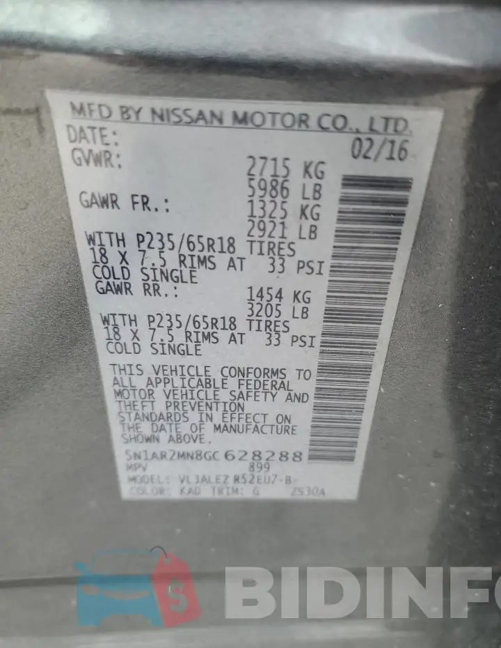 5N1AR2MN8GC628288 Photo# 13