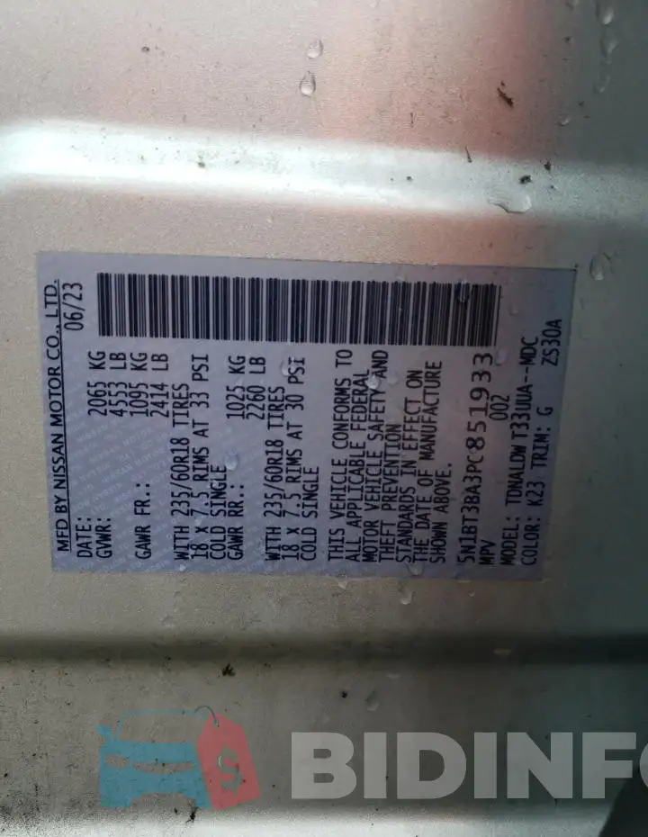 5N1BT3BA3PC851933 Photo# 12
