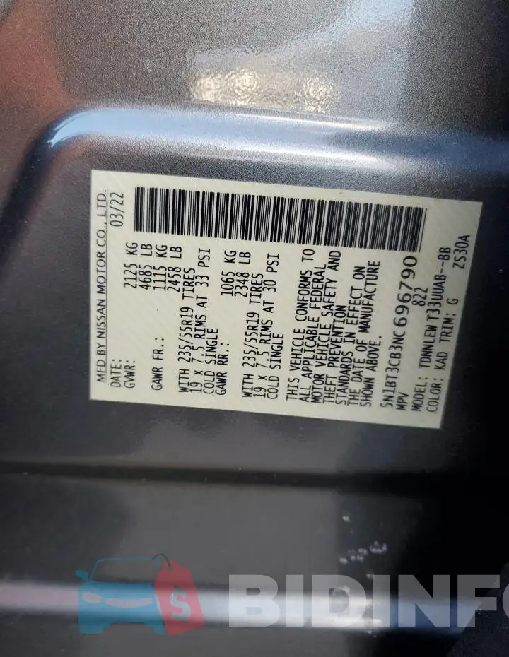 5N1BT3CB3NC696790 Photo# 13