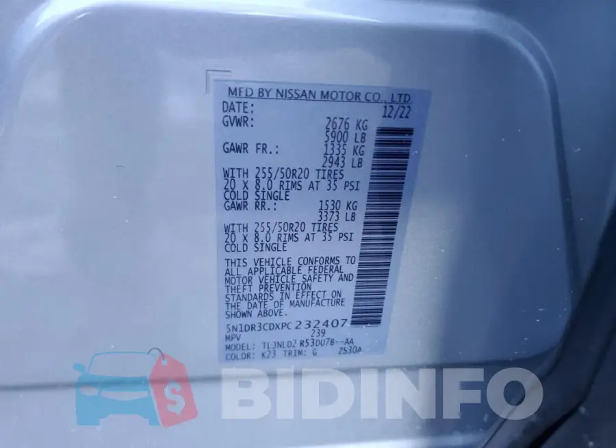 5N1DR3CDXPC232407 Photo# 13