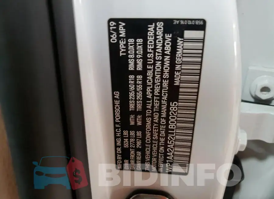 WP1AA2A52LLB00285 Photo# 13