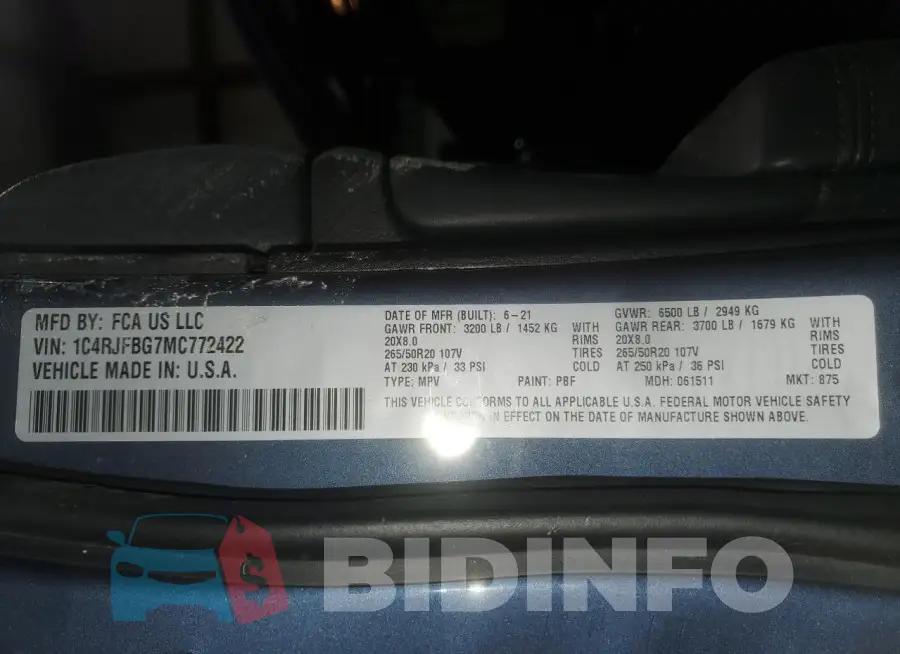 1C4RJFBG7MC772422 Photo# 13