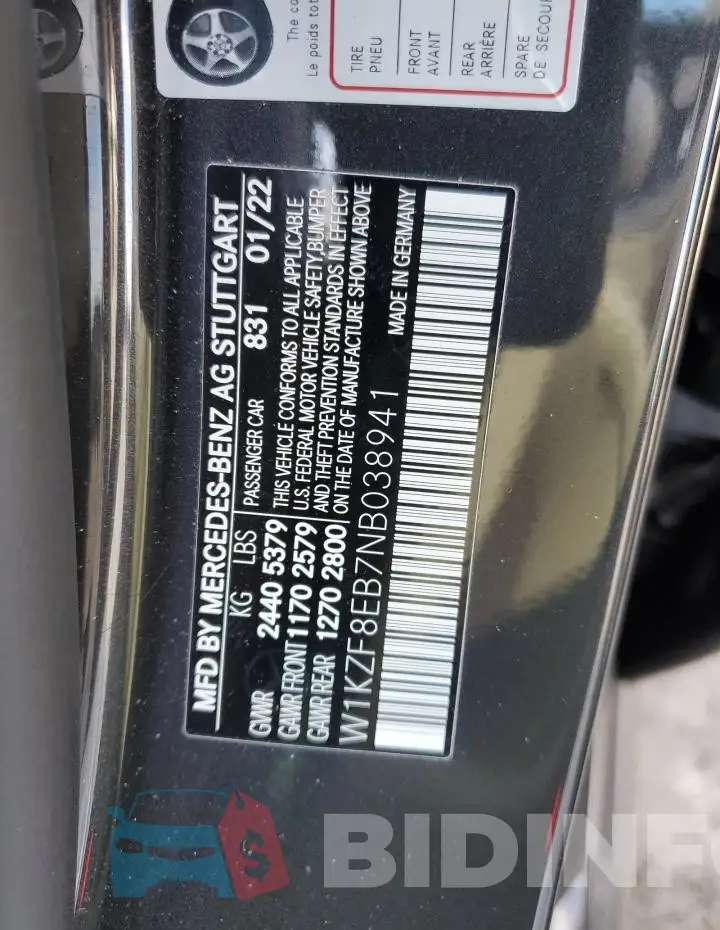 W1KZF8EB7NB038941 Photo# 12