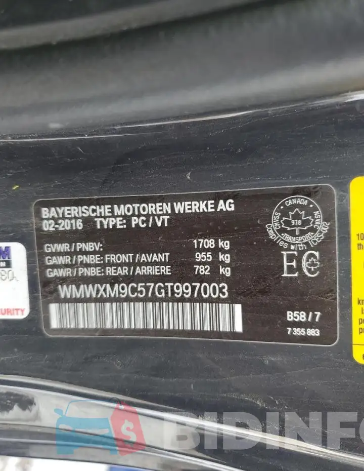 WMWXM9C57GT997003 Photo# 13