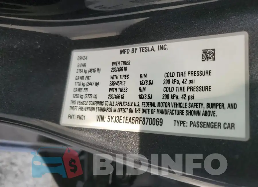 5YJ3E1EA5RF870069 Photo# 13