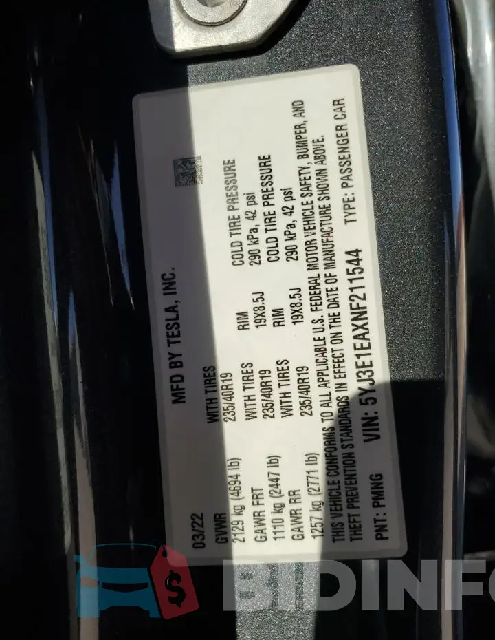 5YJ3E1EAXNF211544 Photo# 12