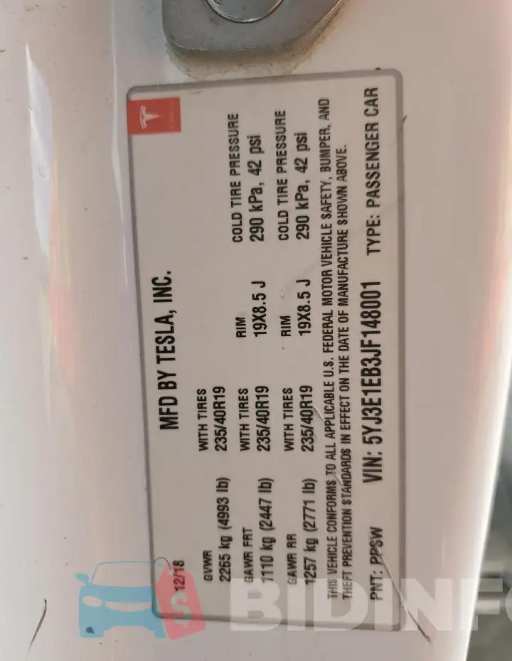5YJ3E1EB3JF148001 Photo# 12