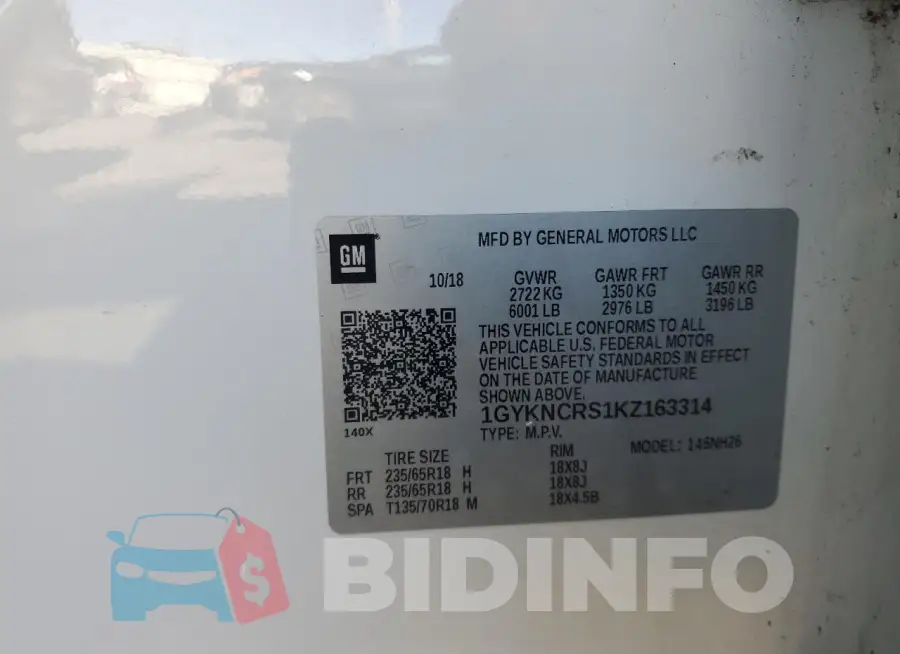 1GYKNCRS1KZ163314 Photo# 14
