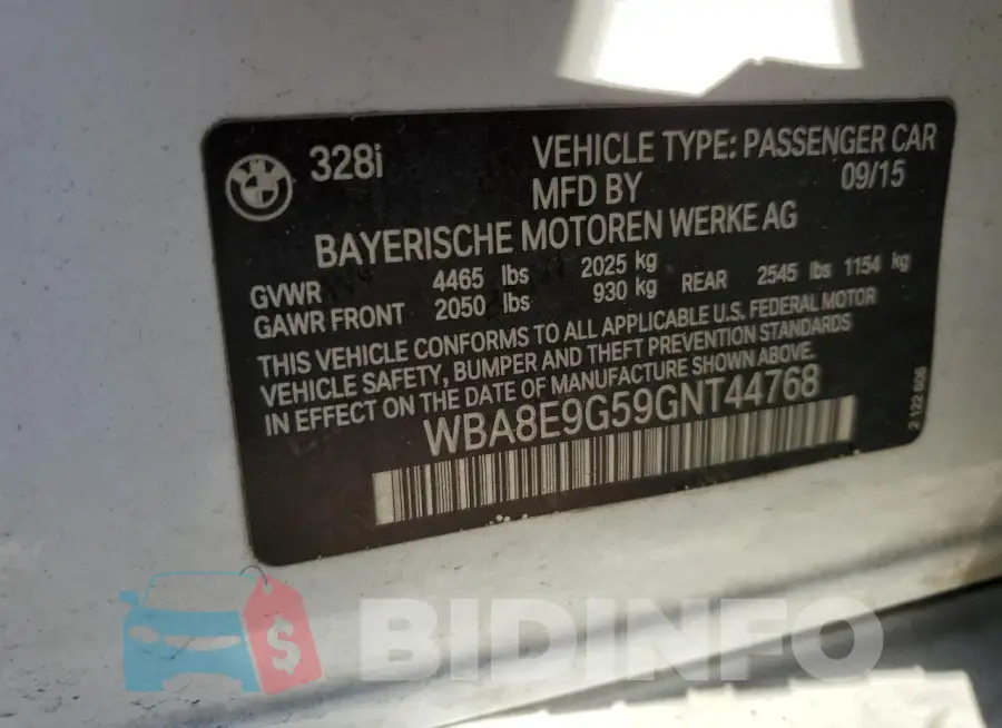 WBA8E9G59GNT44768 Photo# 12