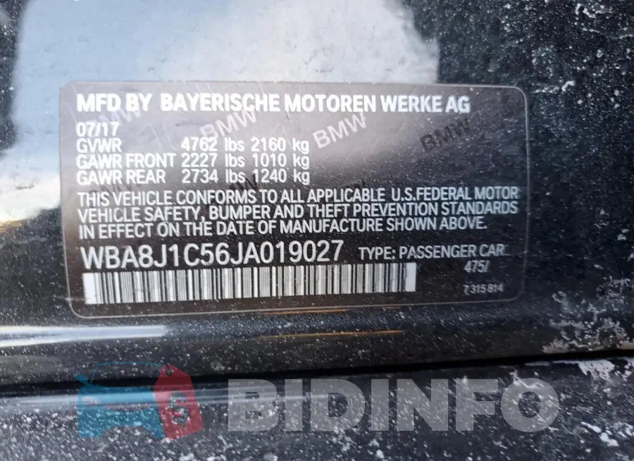 WBA8J1C56JA019027 Photo# 12