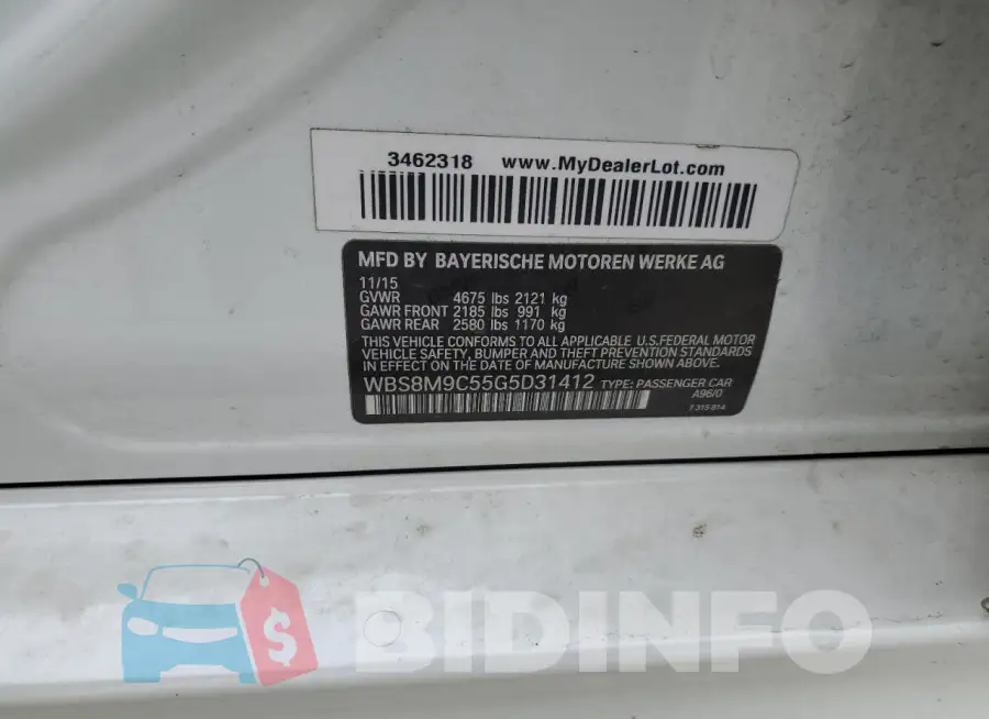 WBS8M9C55G5D31412 Photo# 12