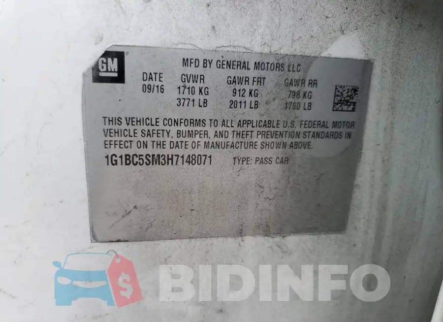 1G1BC5SM3H7148071 Photo# 12