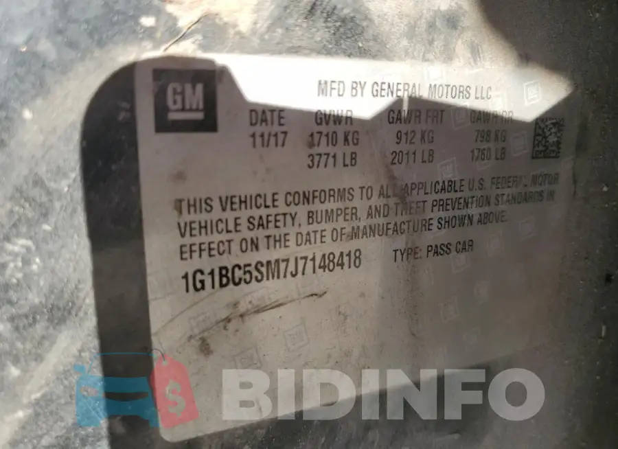 1G1BC5SM7J7148418 Photo# 12