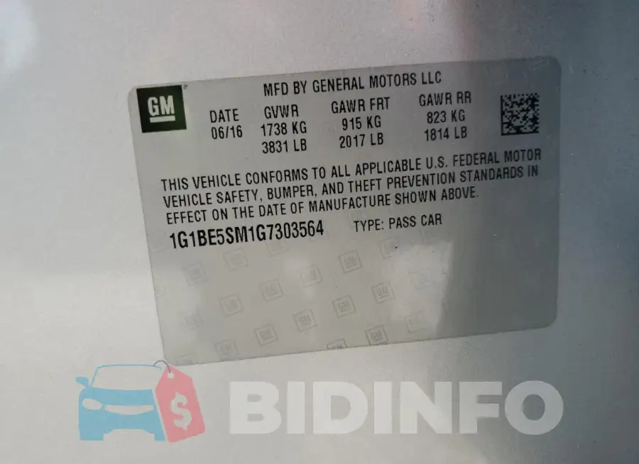 1G1BE5SM1G7303564 Photo# 12