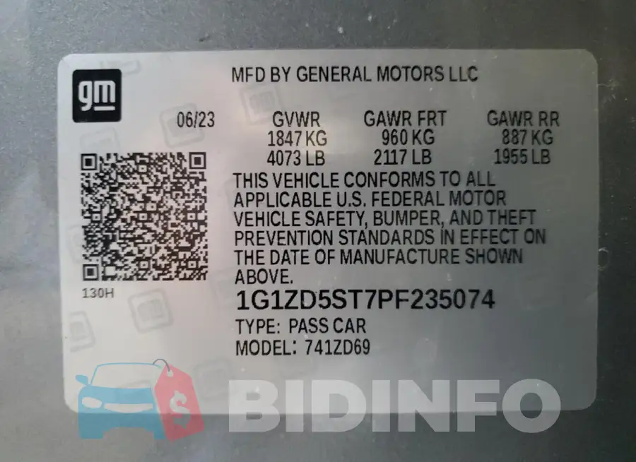 1G1ZD5ST7PF235074 Photo# 12