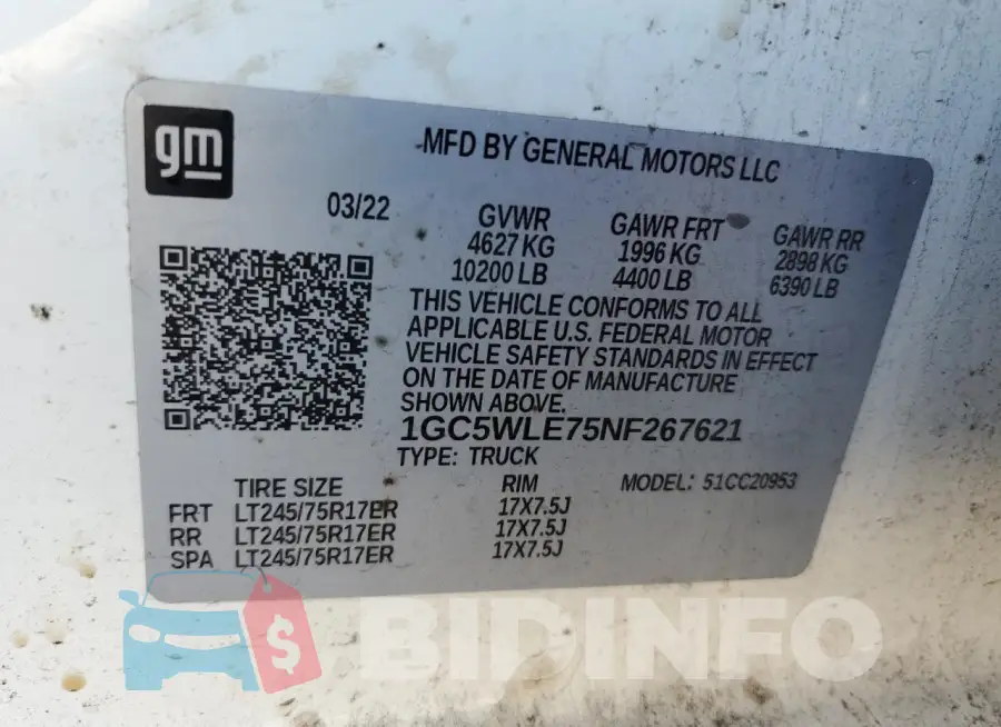 1GC5WLE75NF267621 Photo# 12