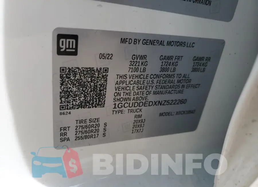 1GCUDDEDXNZ522260 Photo# 12