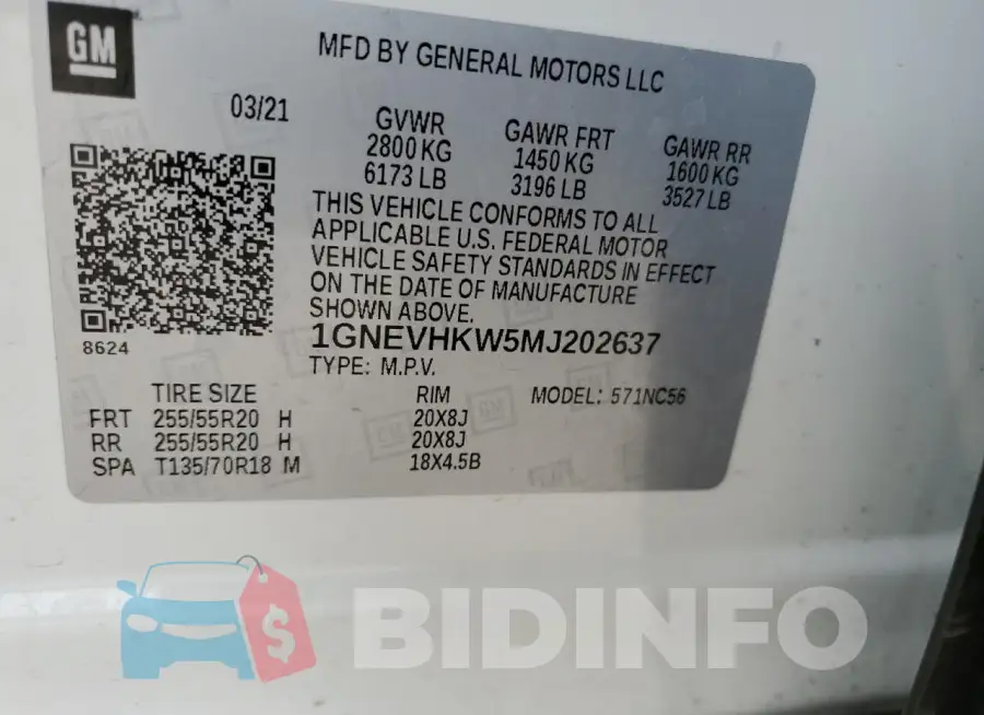 1GNEVHKW5MJ202637 Photo# 13