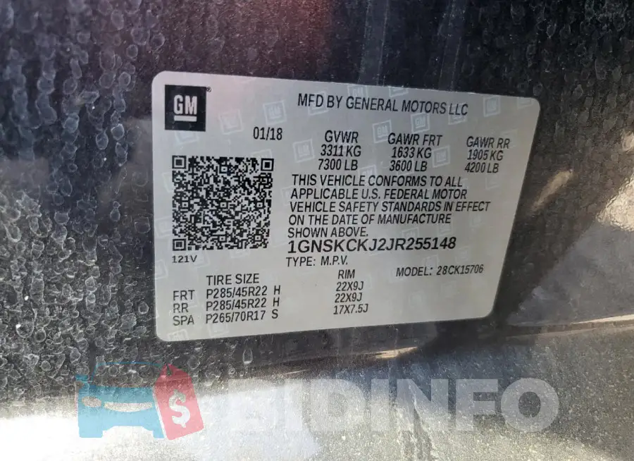 1GNSKCKJ2JR255148 Photo# 14