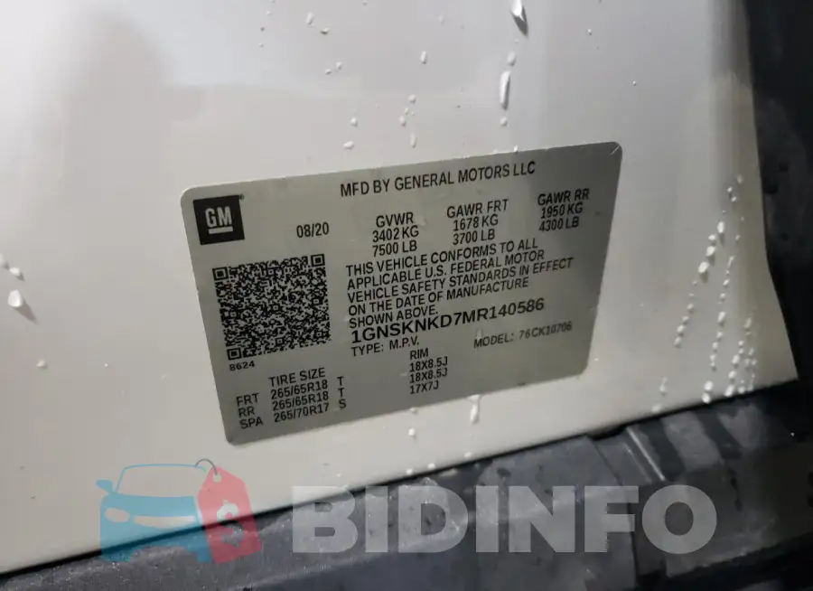 1GNSKNKD7MR140586 Photo# 13