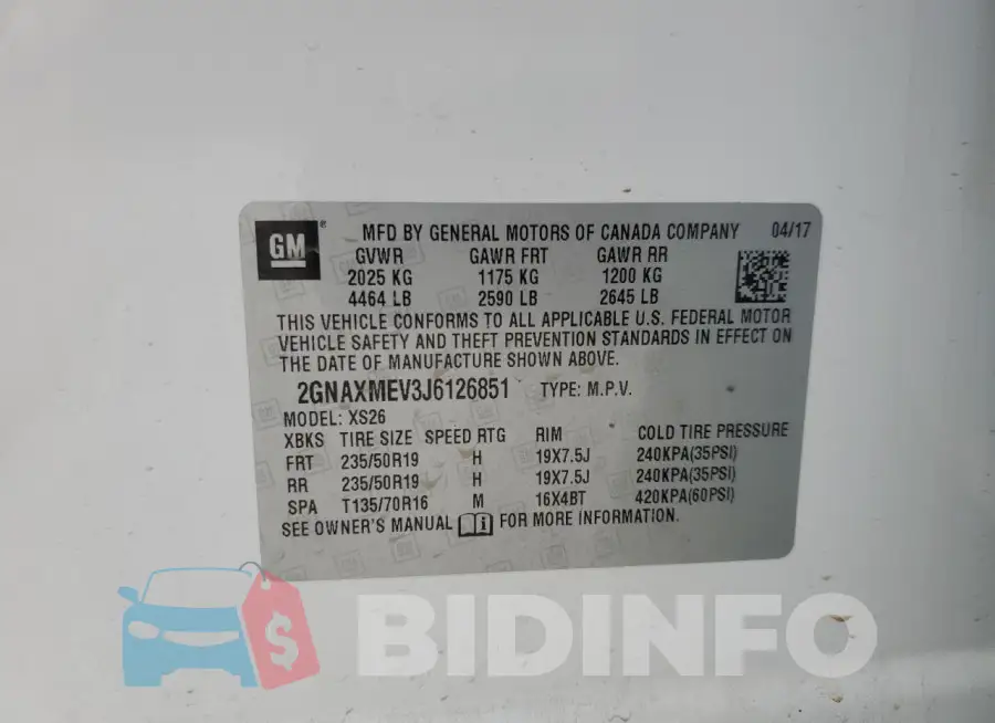 2GNAXMEV3J6126851 Photo# 13