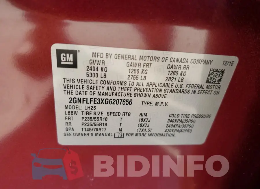 2GNFLFE3XG6207656 Photo# 13