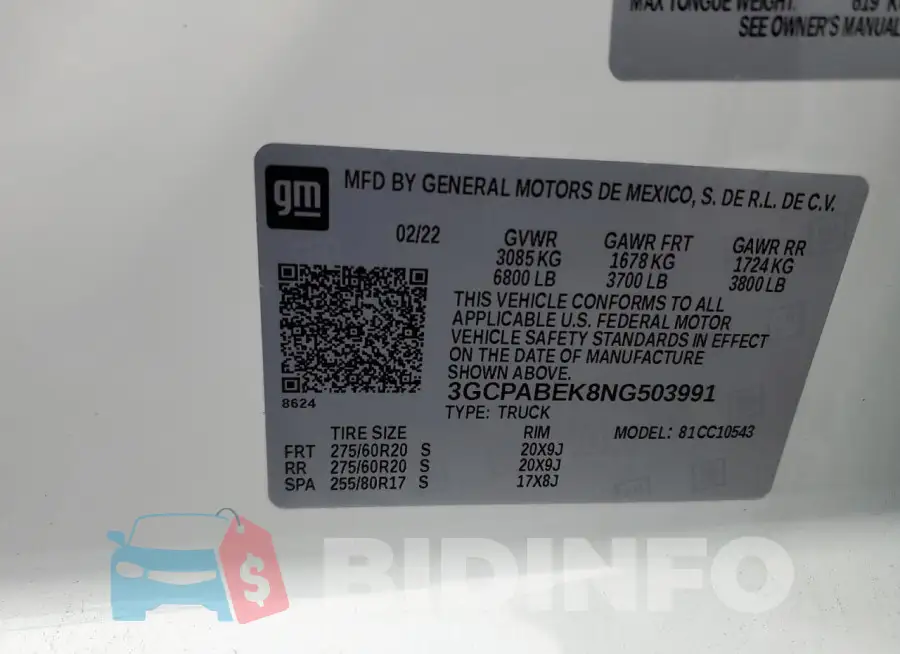 3GCPABEK8NG503991 Photo# 12